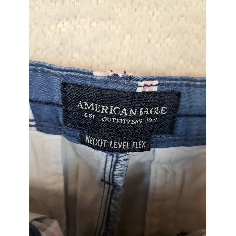 American Eagle Stripied Shorts Mens Size 32 Slim Fit Flat Front‎